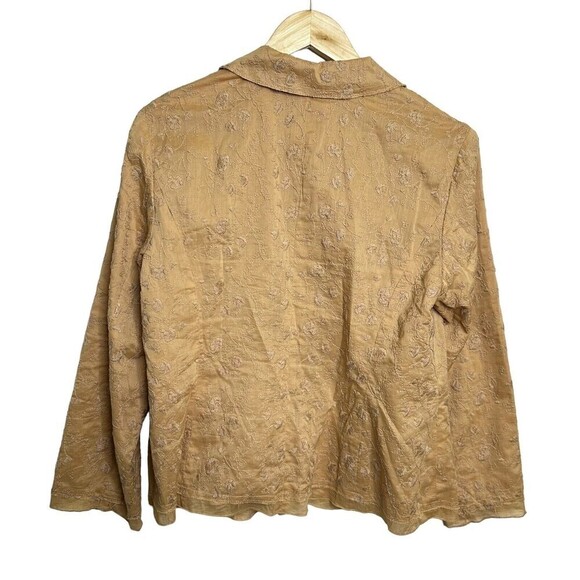 J.Jill Ginger 100% Cotton Boho Embroidered Lined Blazer Jacket Size 12 p Tan - Picture 11 of 16